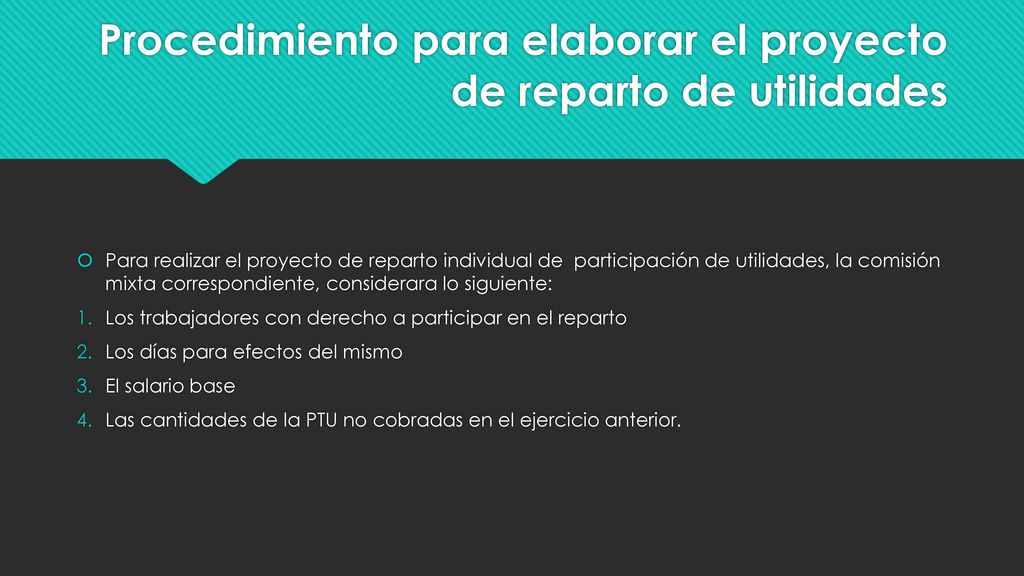 Procedimiento para elaborar el proyecto de reparto de utilidades