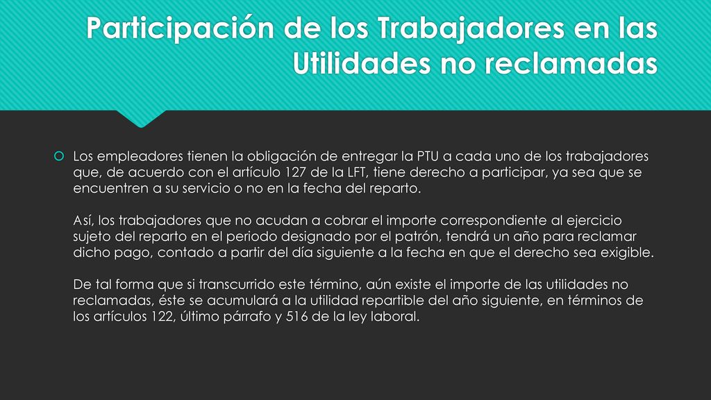 Participación de los Trabajadores en las Utilidades no reclamadas