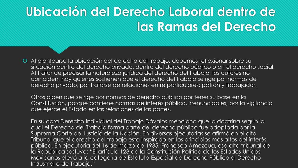 Ubicación del Derecho Laboral dentro de las Ramas del Derecho