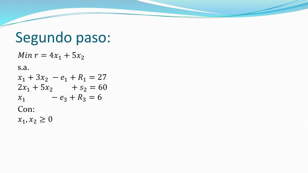 Primer paso: Se transforma el modelo en su forma estándar