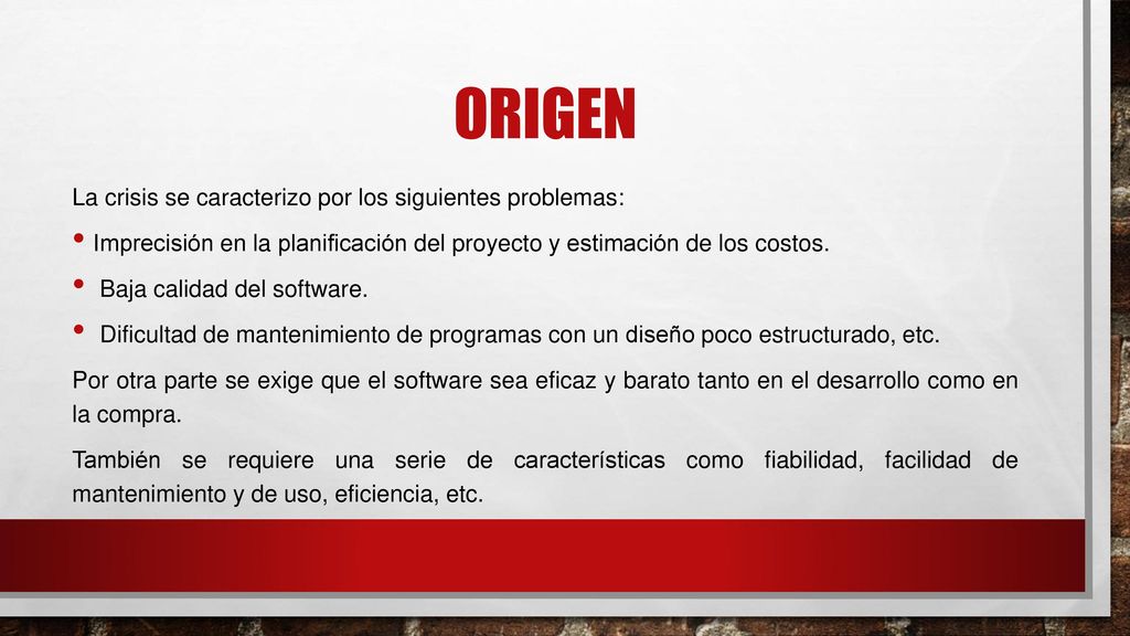 origen La crisis se caracterizo por los siguientes problemas: