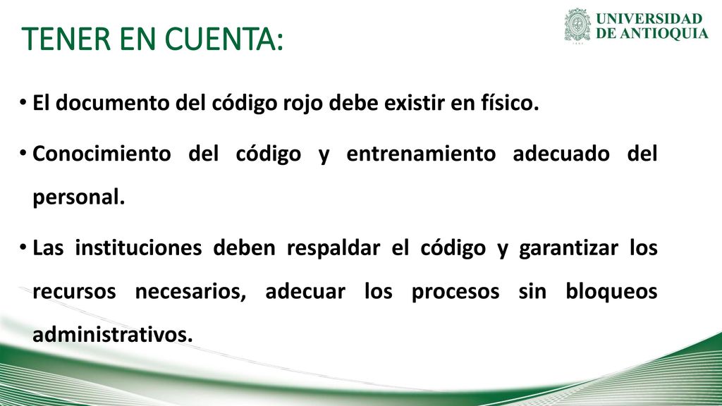 TENER EN CUENTA: El documento del código rojo debe existir en físico.
