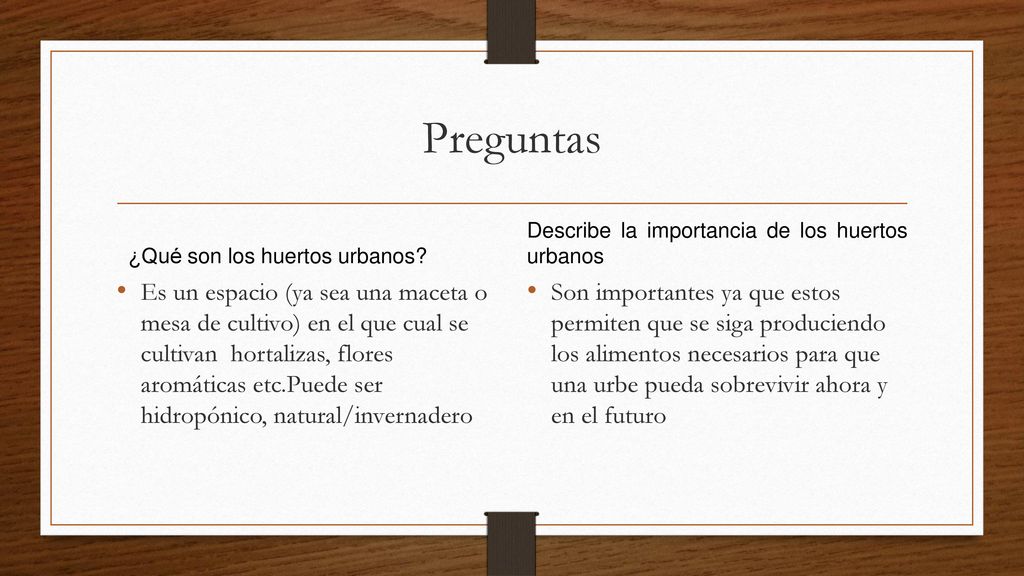 Preguntas ¿Qué son los huertos urbanos Describe la importancia de los huertos urbanos.