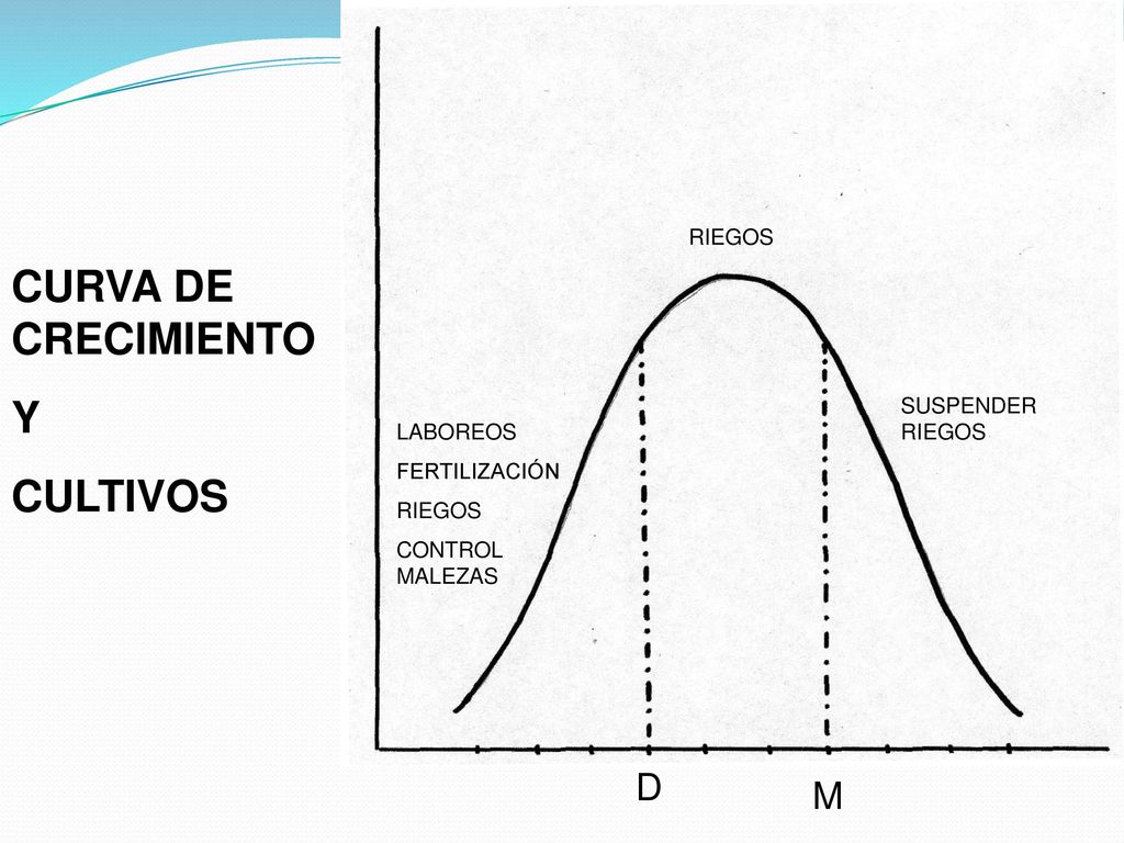 CURVA DE CRECIMIENTO Y CULTIVOS D M RIEGOS SUSPENDER RIEGOS LABOREOS