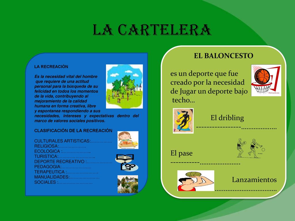 la cartelera EL BALONCESTO es un deporte que fue