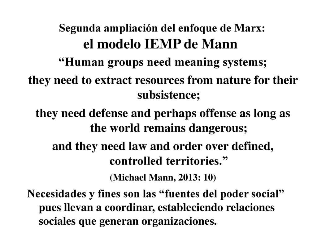 Segunda ampliación del enfoque de Marx: el modelo IEMP de Mann