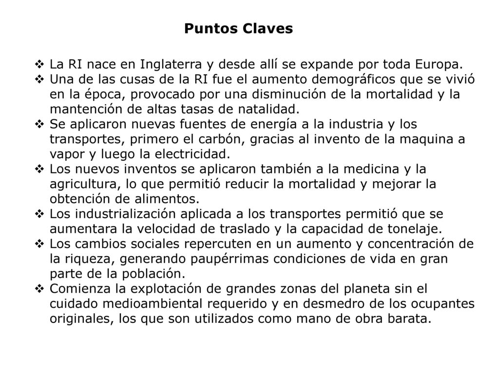 Puntos Claves La RI nace en Inglaterra y desde allí se expande por toda Europa.