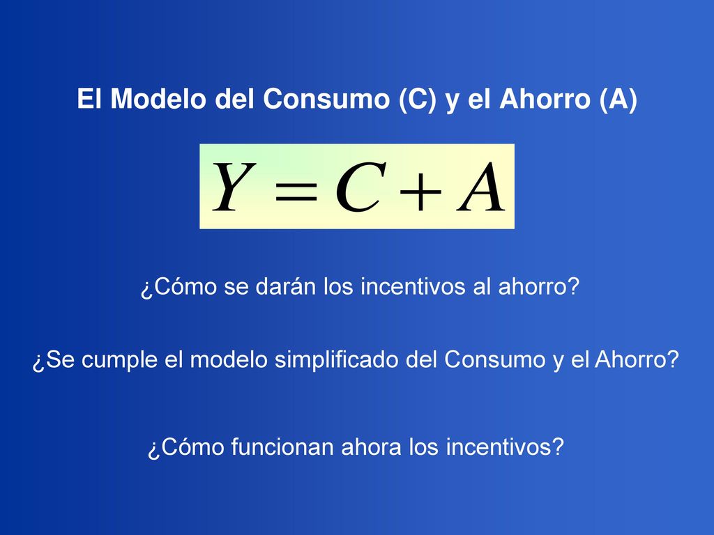 El Modelo del Consumo (C) y el Ahorro (A)