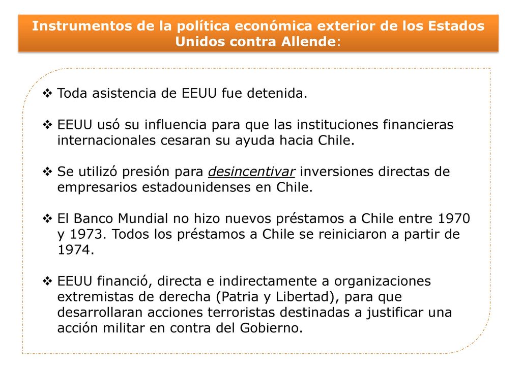 Instrumentos de la política económica exterior de los Estados Unidos contra Allende: