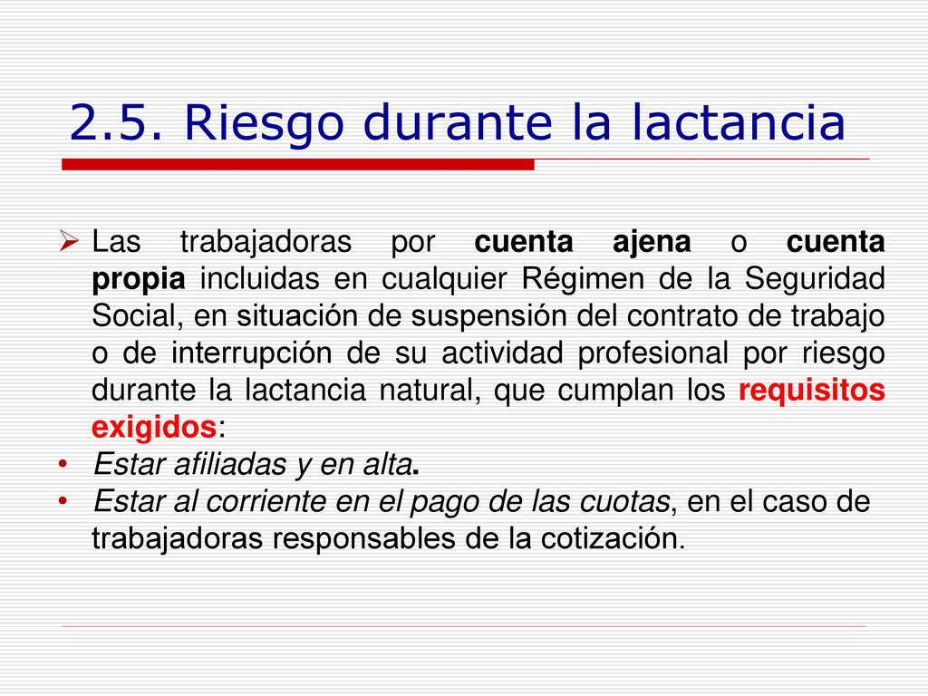 2.5. Riesgo durante la lactancia