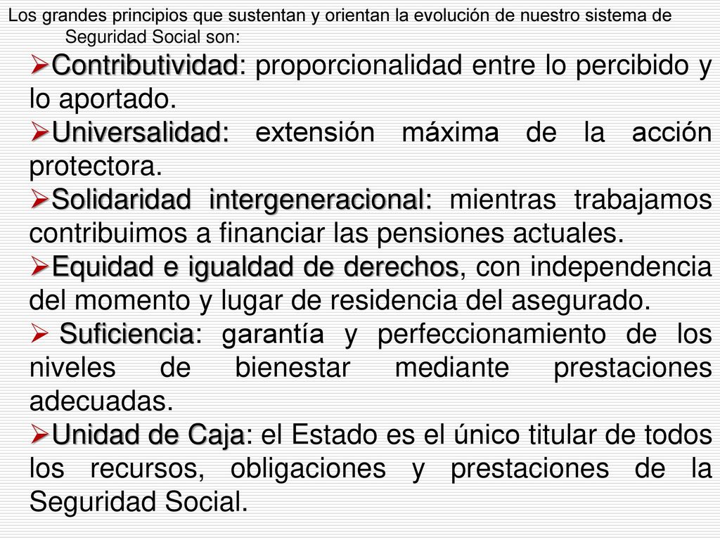 Contributividad: proporcionalidad entre lo percibido y lo aportado.