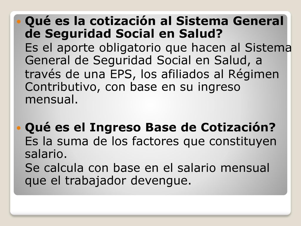 Qué es la cotización al Sistema General de Seguridad Social en Salud
