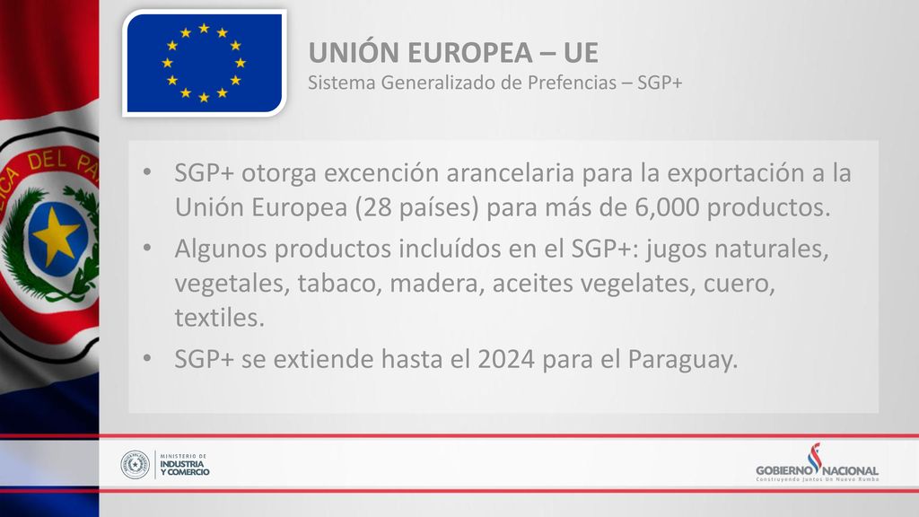UNIÓN EUROPEA – UE Sistema Generalizado de Prefencias – SGP+