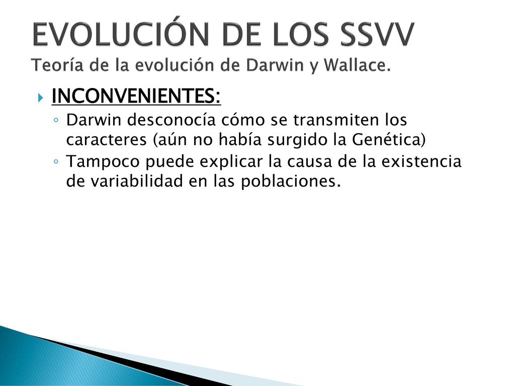 EVOLUCIÓN DE LOS SSVV Teoría de la evolución de Darwin y Wallace.