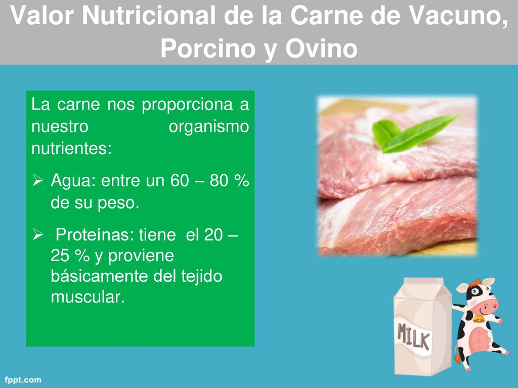 Valor Nutricional de la Carne de Vacuno, Porcino y Ovino
