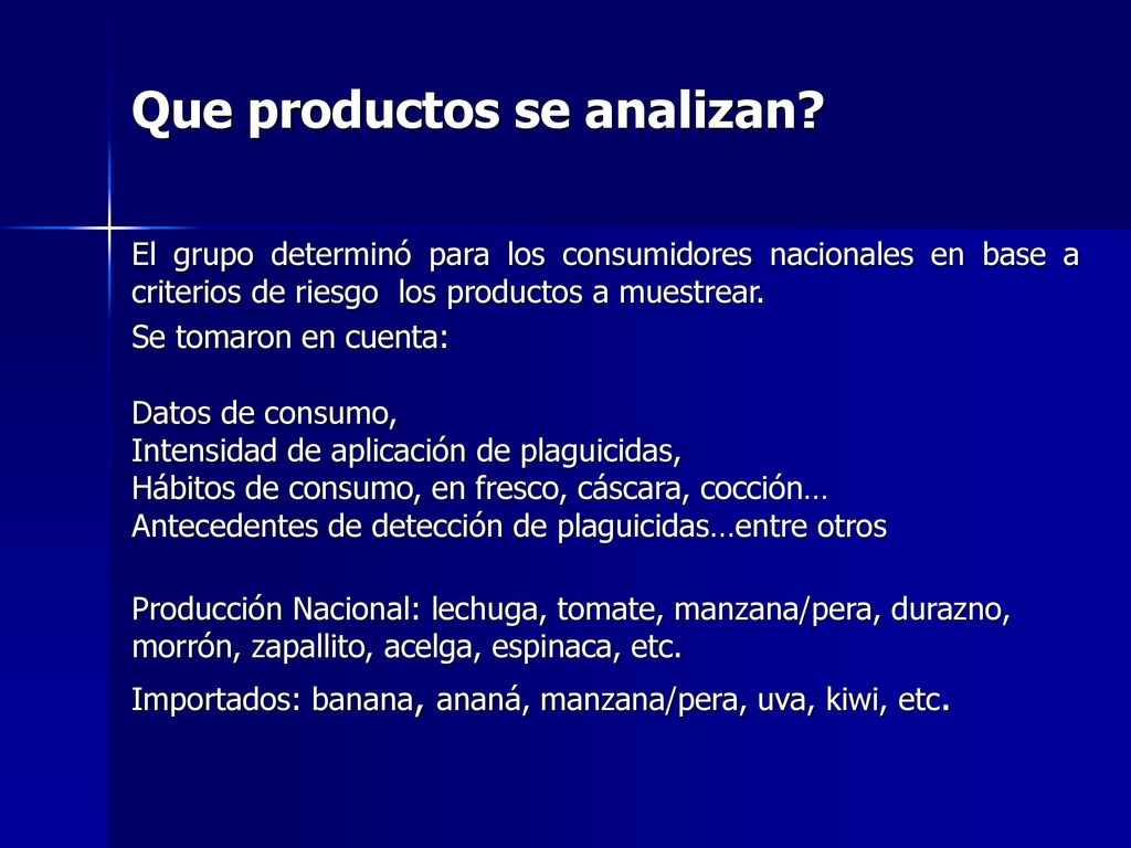 Que productos se analizan