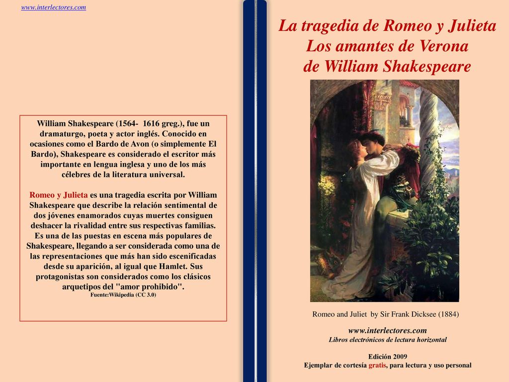 La tragedia de Romeo y Julieta Los amantes de Verona