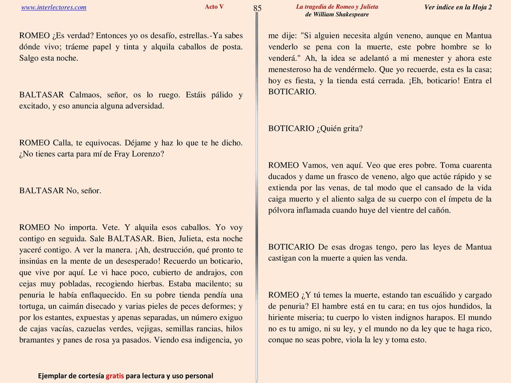 85 Ejemplar de cortesía gratis para lectura y uso personal