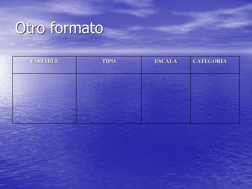 Otro formato VARIABLE TIPO ESCALA CATEGORIA