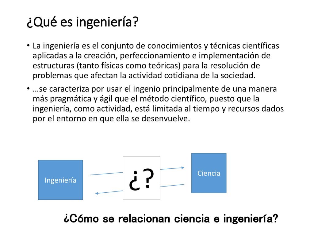¿ ¿Qué es ingeniería ¿Cómo se relacionan ciencia e ingeniería
