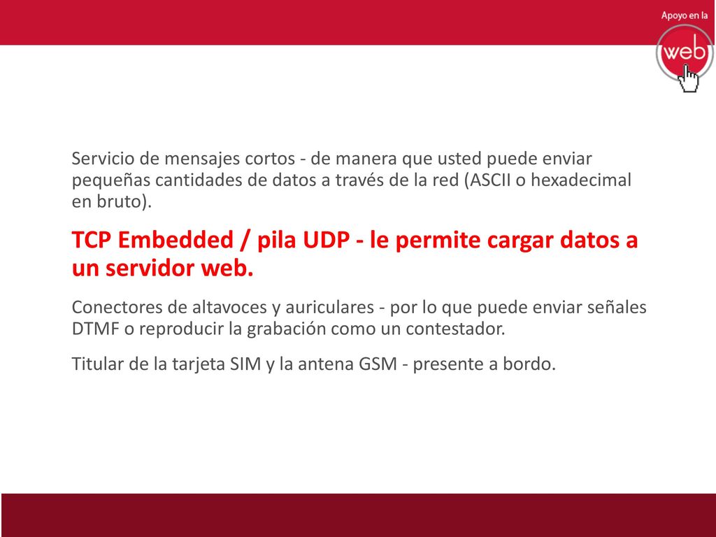 TCP Embedded / pila UDP - le permite cargar datos a un servidor web.