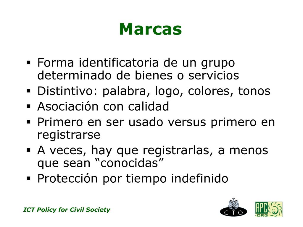 Marcas Forma identificatoria de un grupo determinado de bienes o servicios. Distintivo: palabra, logo, colores, tonos.