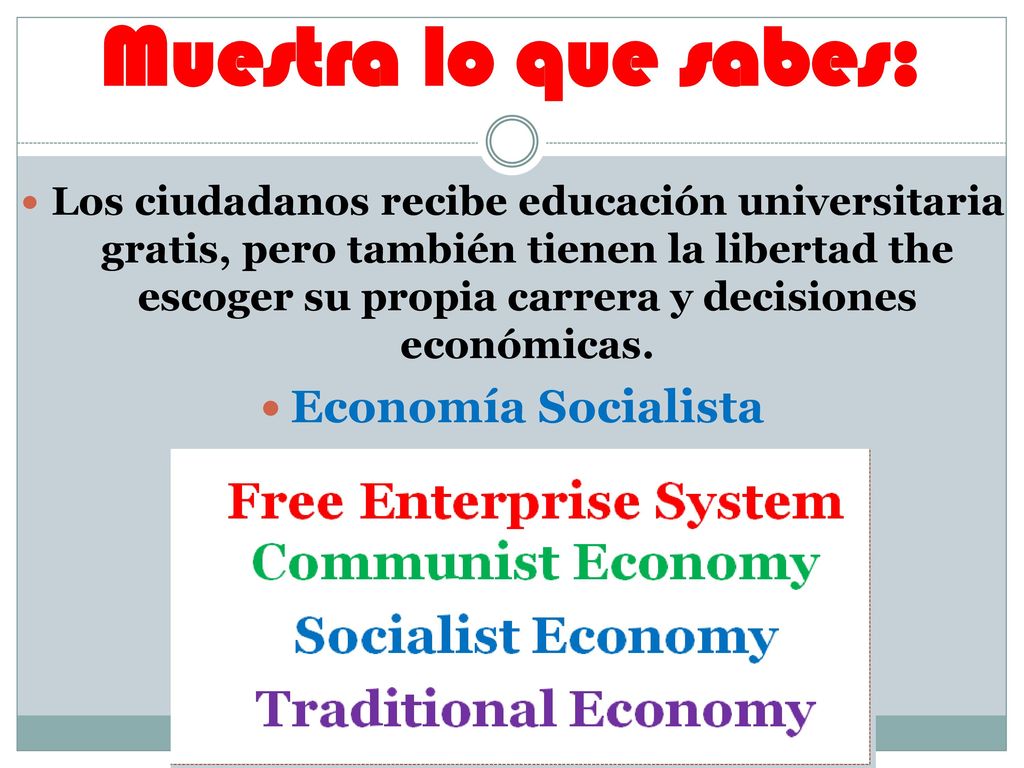 Muestra lo que sabes: Economía Socialista