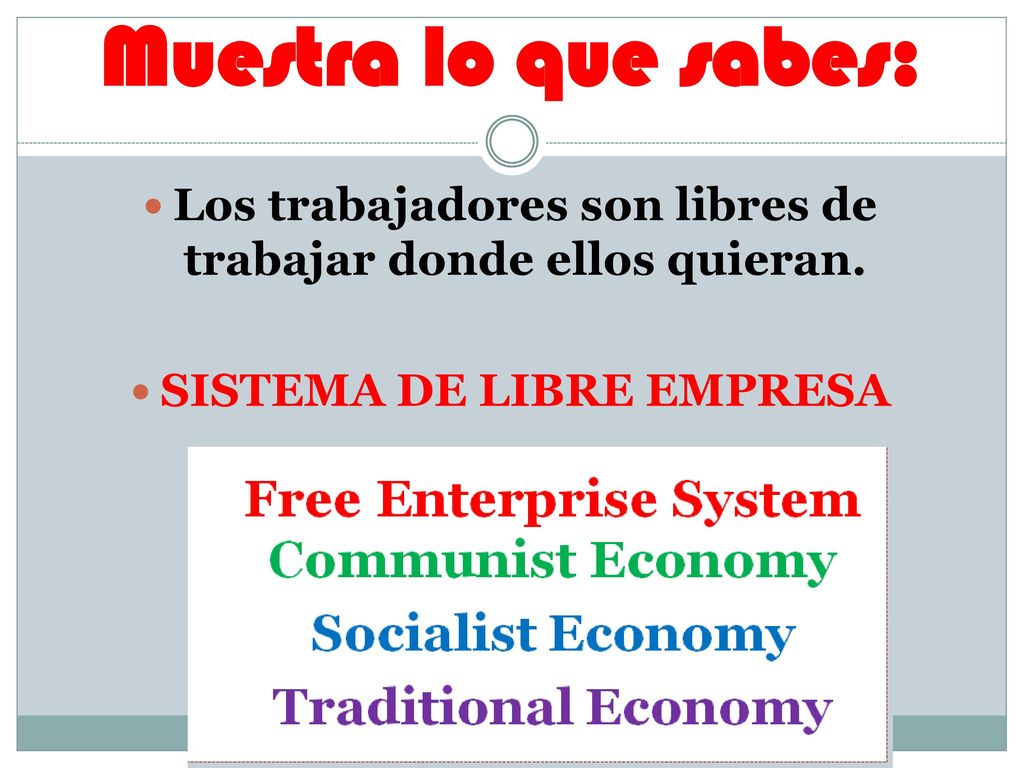 Muestra lo que sabes: Los trabajadores son libres de trabajar donde ellos quieran.