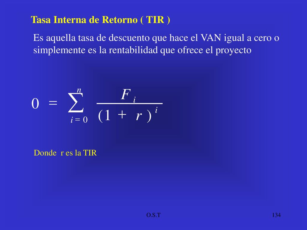 å + r F ) 1 ( Tasa Interna de Retorno ( TIR )