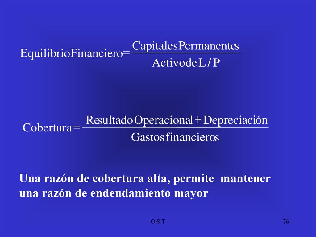P / L de Activo s Permanente Capitales Financiero Equilibrio = s