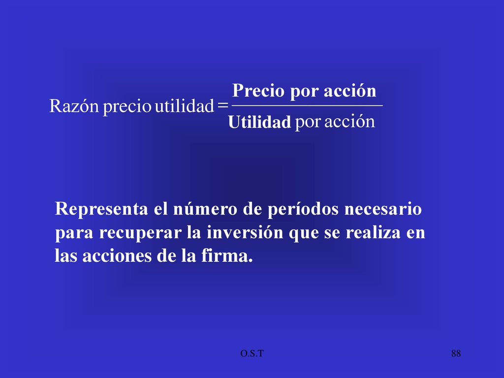 acción por utilidad precio Razón = Precio por acción