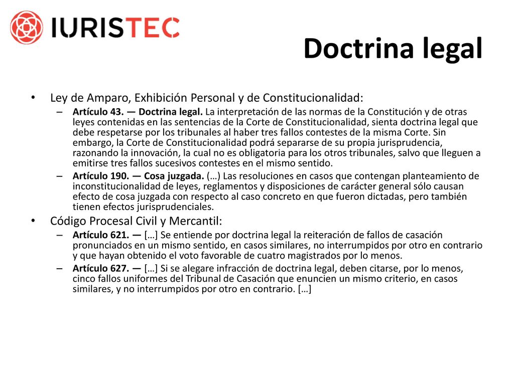 Doctrina legal Ley de Amparo, Exhibición Personal y de Constitucionalidad: