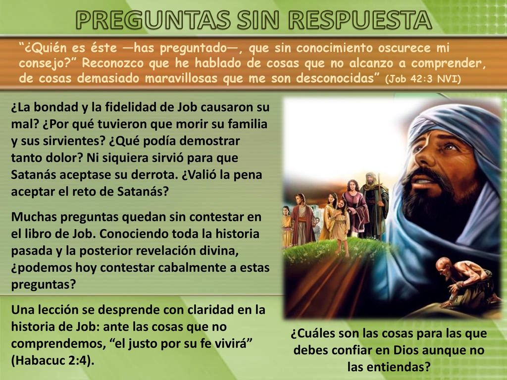 ¿Quién es éste —has preguntado—, que sin conocimiento oscurece mi consejo Reconozco que he hablado de cosas que no alcanzo a comprender, de cosas demasiado maravillosas que me son desconocidas (Job 42:3 NVI)