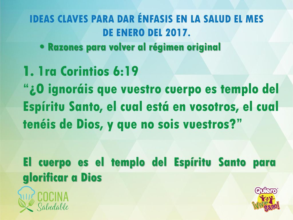 IDEAS CLAVES PARA DAR ÉNFASIS EN LA SALUD EL MES DE ENERO DEL 2017.