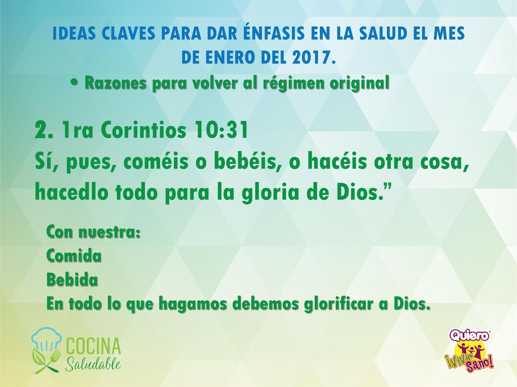 IDEAS CLAVES PARA DAR ÉNFASIS EN LA SALUD EL MES DE ENERO DEL 2017.