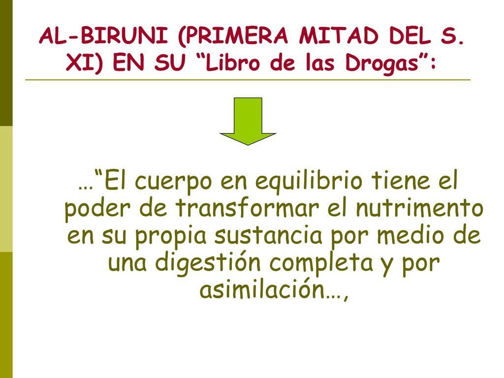 AL-BIRUNI (PRIMERA MITAD DEL S. XI) EN SU Libro de las Drogas :
