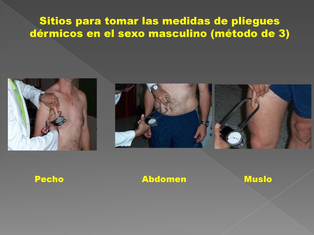 Sitios para tomar las medidas de pliegues dérmicos en el sexo masculino (método de 3)