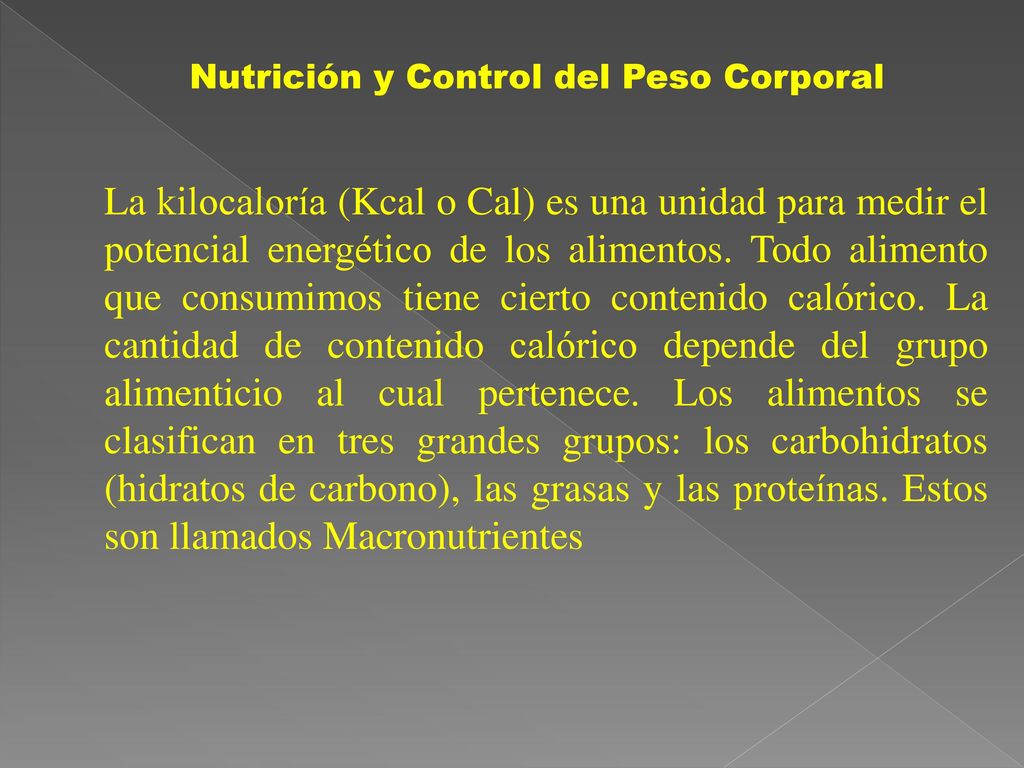 Nutrición y Control del Peso Corporal