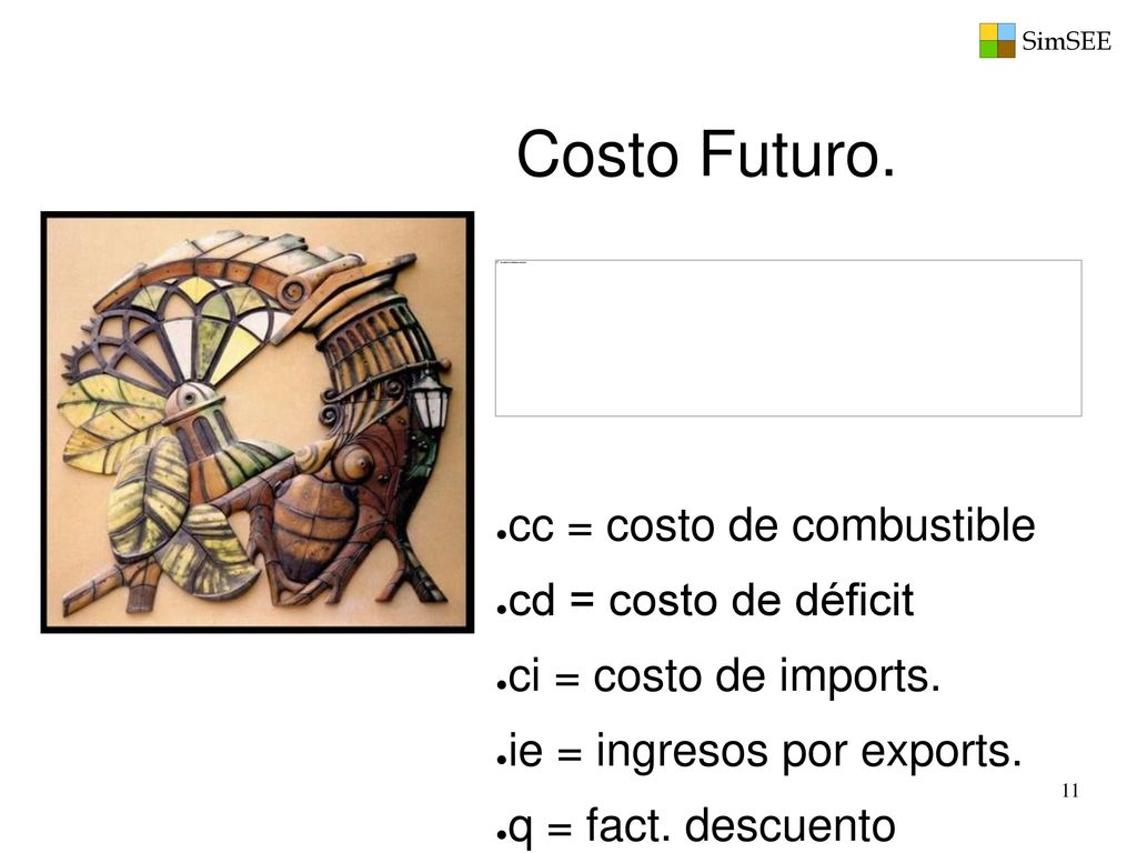 Costo Futuro. cc = costo de combustible cd = costo de déficit