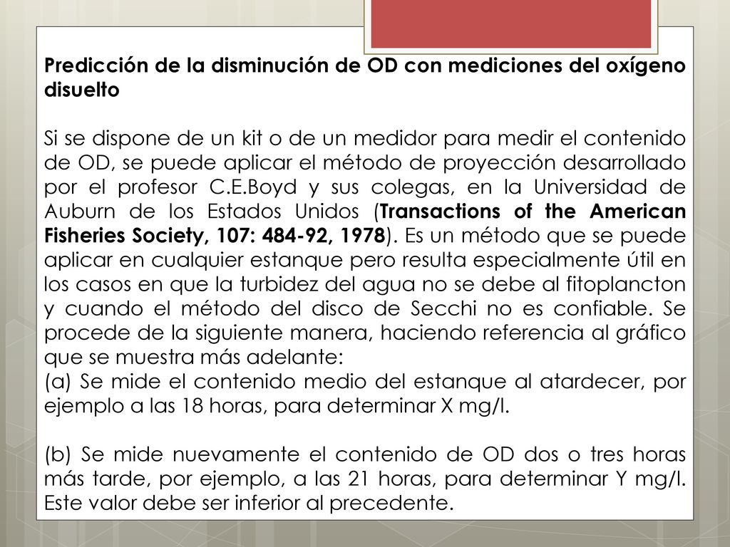 Predicción de la disminución de OD con mediciones del oxígeno disuelto