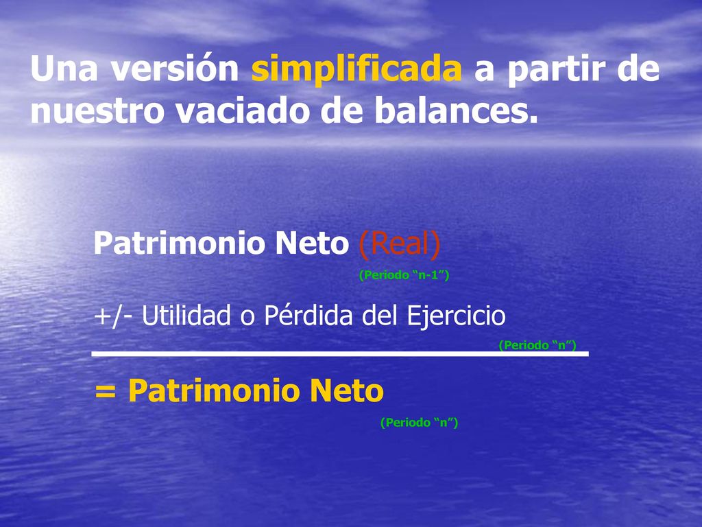 Una versión simplificada a partir de nuestro vaciado de balances.