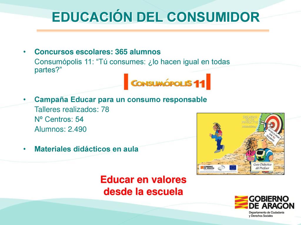 EDUCACIÓN DEL CONSUMIDOR Educar en valores desde la escuela