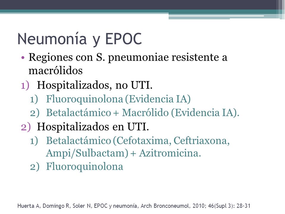 Neumonía y EPOC Regiones con S. pneumoniae resistente a macrólidos
