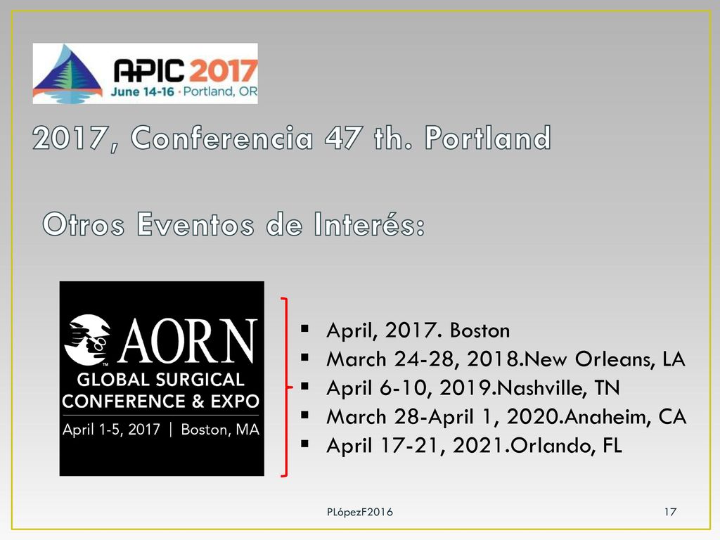 2017, Conferencia 47 th. Portland Otros Eventos de Interés: