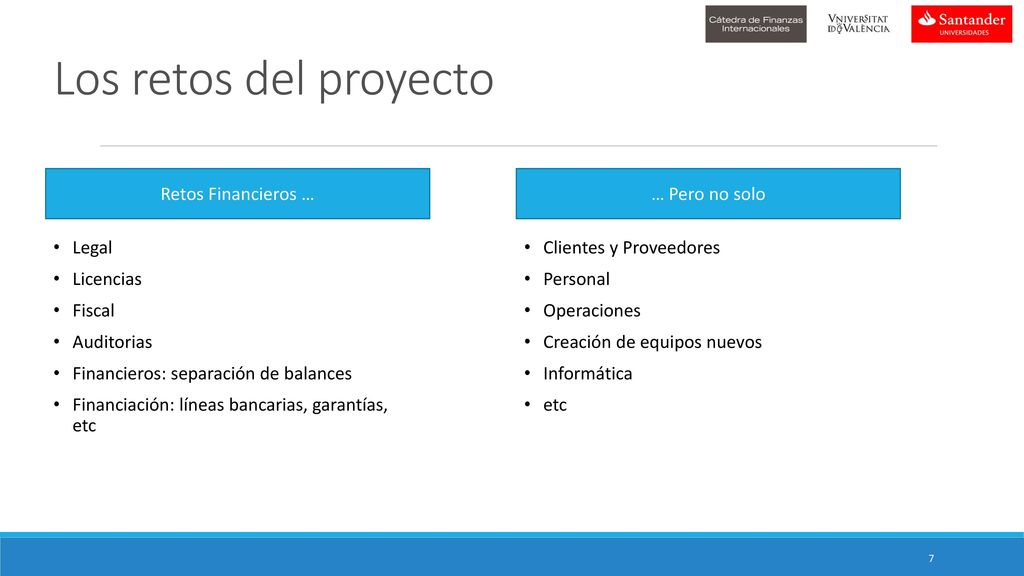 Los retos del proyecto Retos Financieros … … Pero no solo Legal