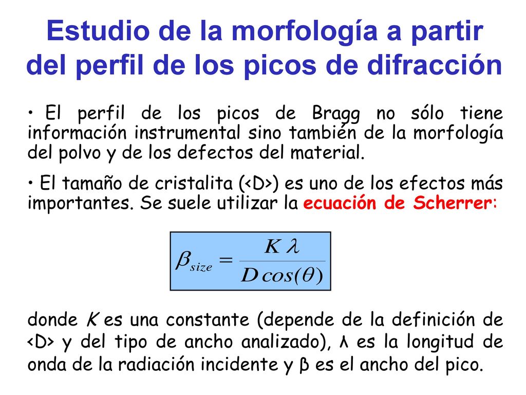 Estudio de la morfología a partir del perfil de los picos de difracción
