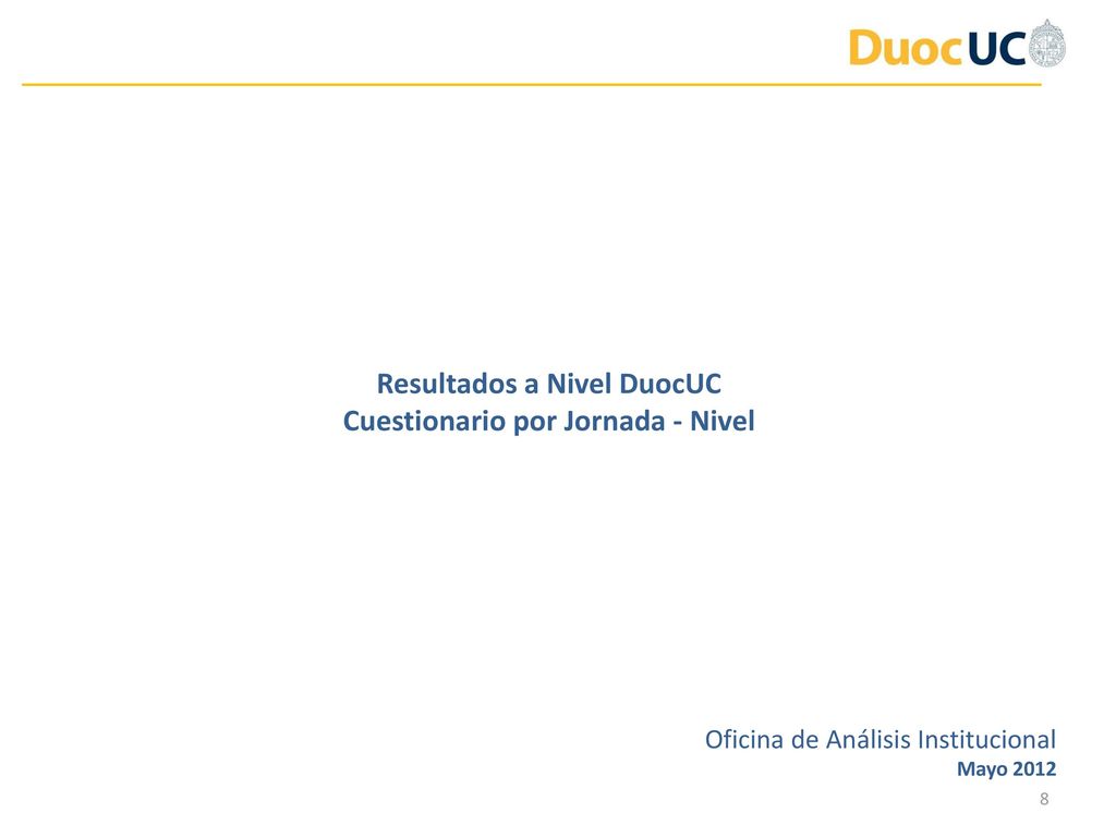 Resultados a Nivel DuocUC Cuestionario por Jornada - Nivel