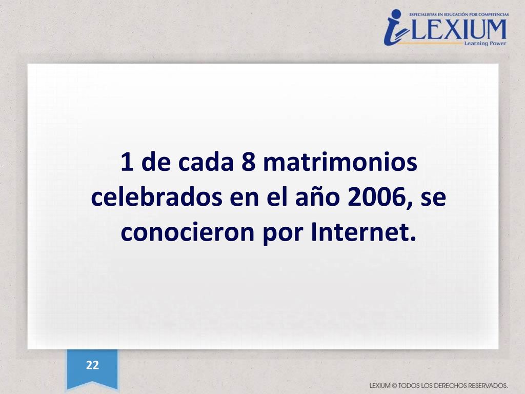 1 de cada 8 matrimonios celebrados en el año 2006, se conocieron por Internet.