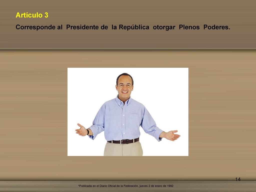 Artículo 3 Corresponde al Presidente de la República otorgar Plenos Poderes.