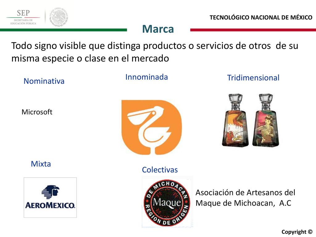 Marca Todo signo visible que distinga productos o servicios de otros de su misma especie o clase en el mercado.